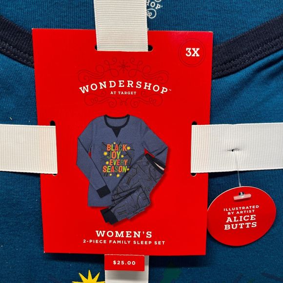 Women's Matching Family 2 piece Pajama Set - Wondershop™ Blue Size 3X Black Joy - Picture 4 of 6